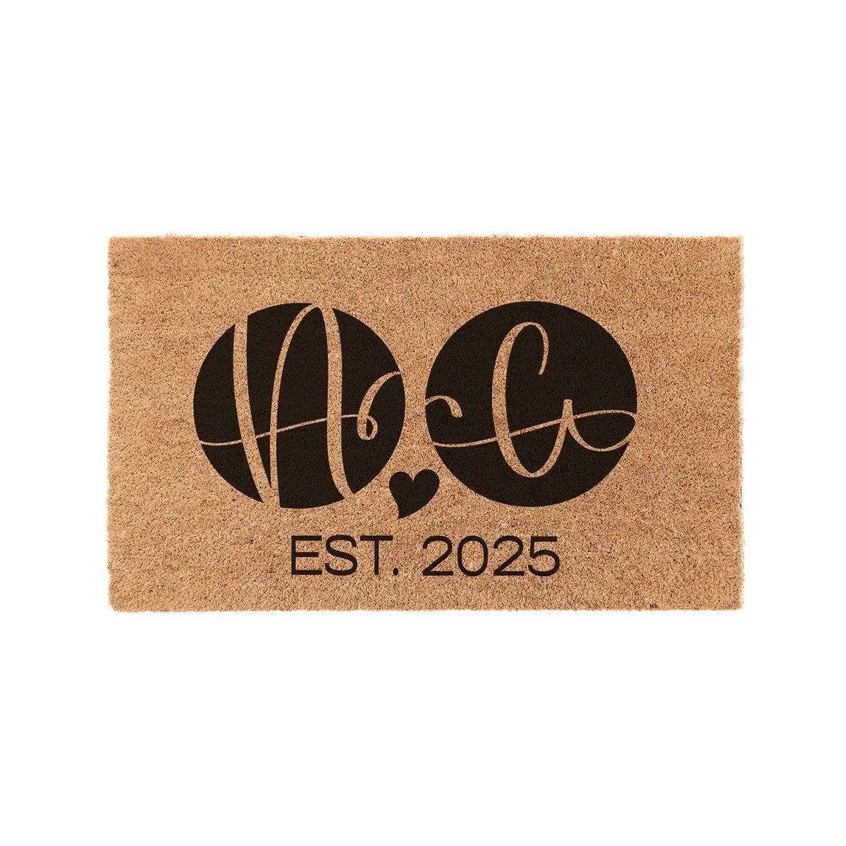Personalized Roommate Circle Monogram Coir Doormat 2-initial Door Mats
