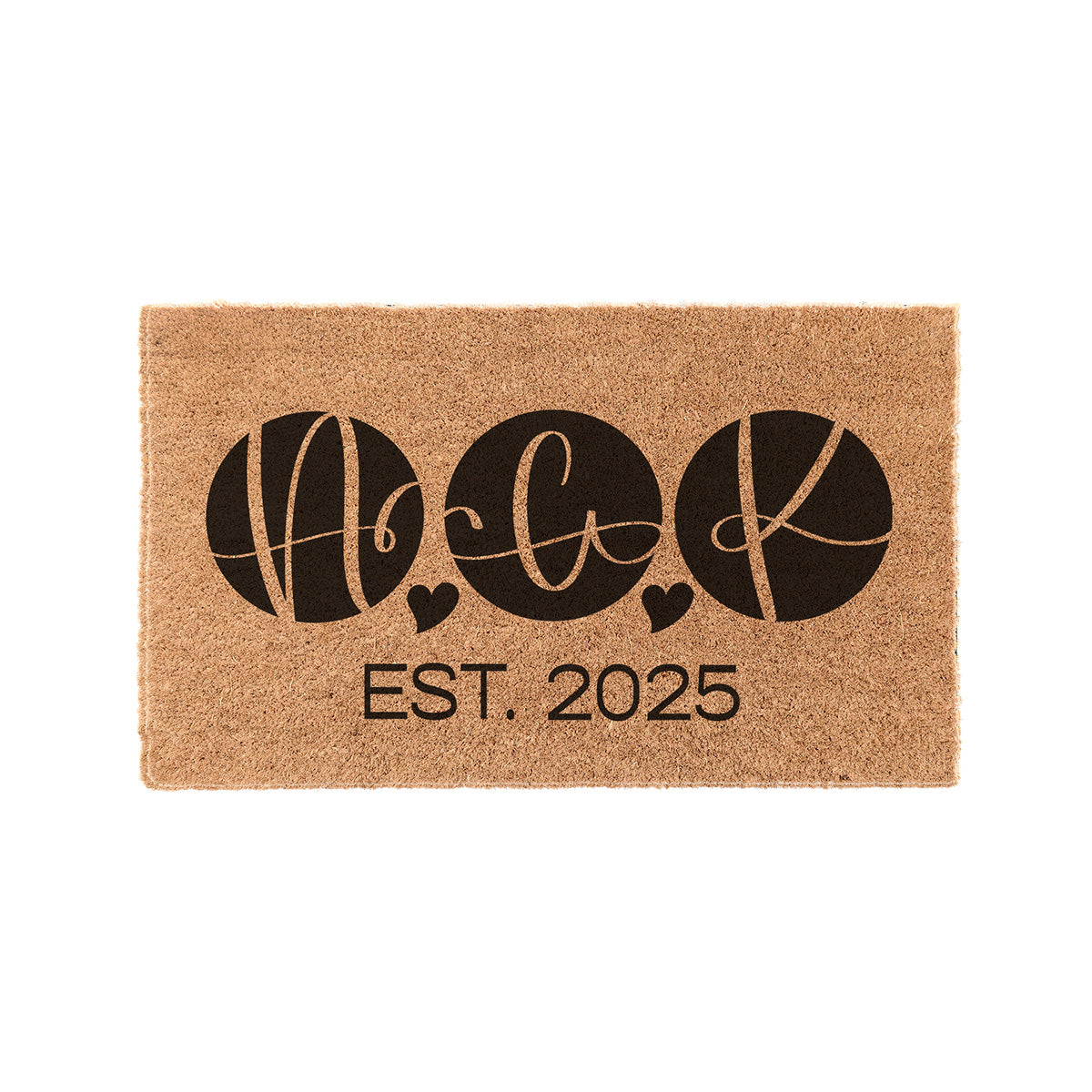 Personalized Roommate Circle Monogram Coir Doormat 3-initial Door Mats