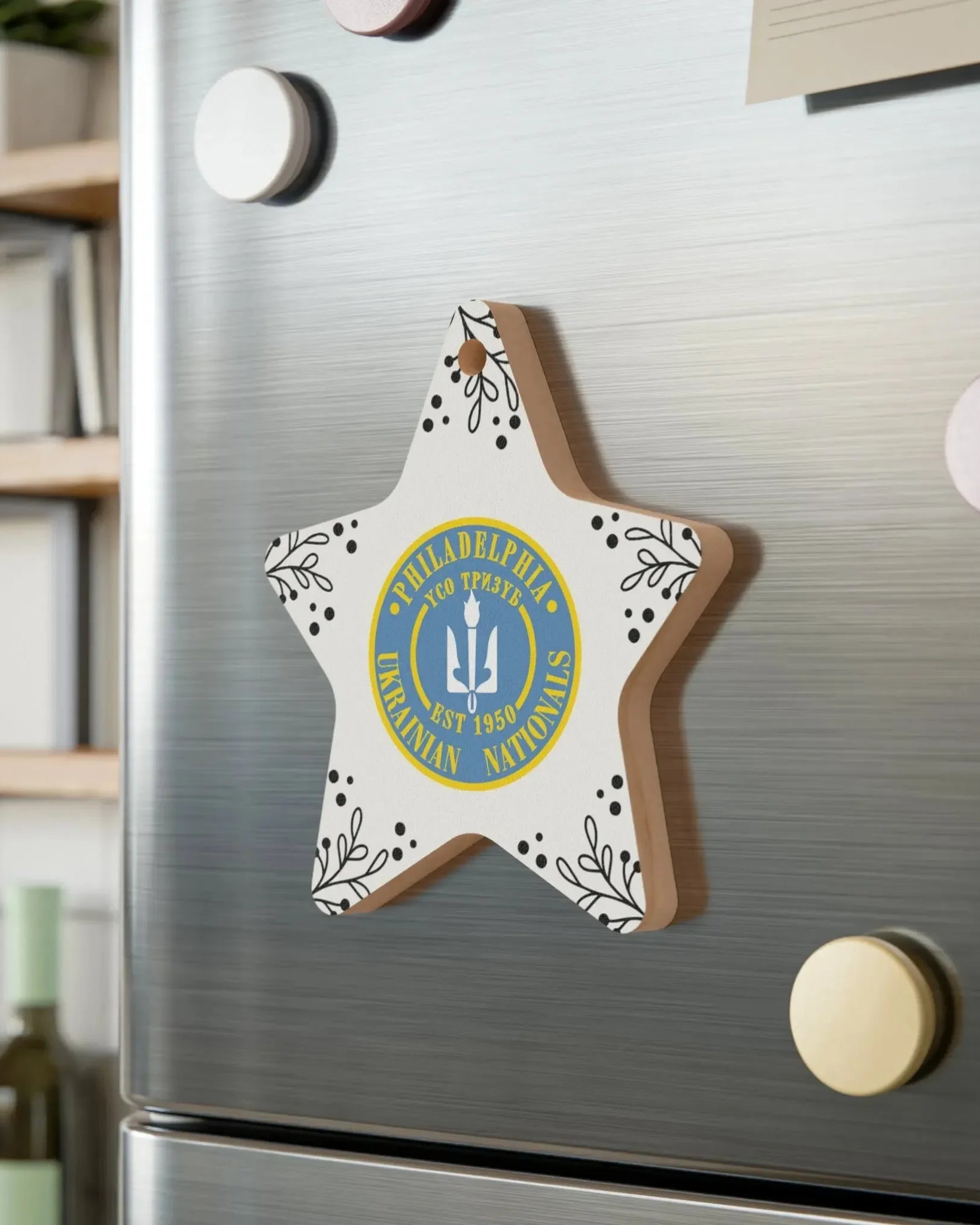 Philadelphia Ukrainian Nationals Wood Christmas Ornaments - Star Holiday Ornaments