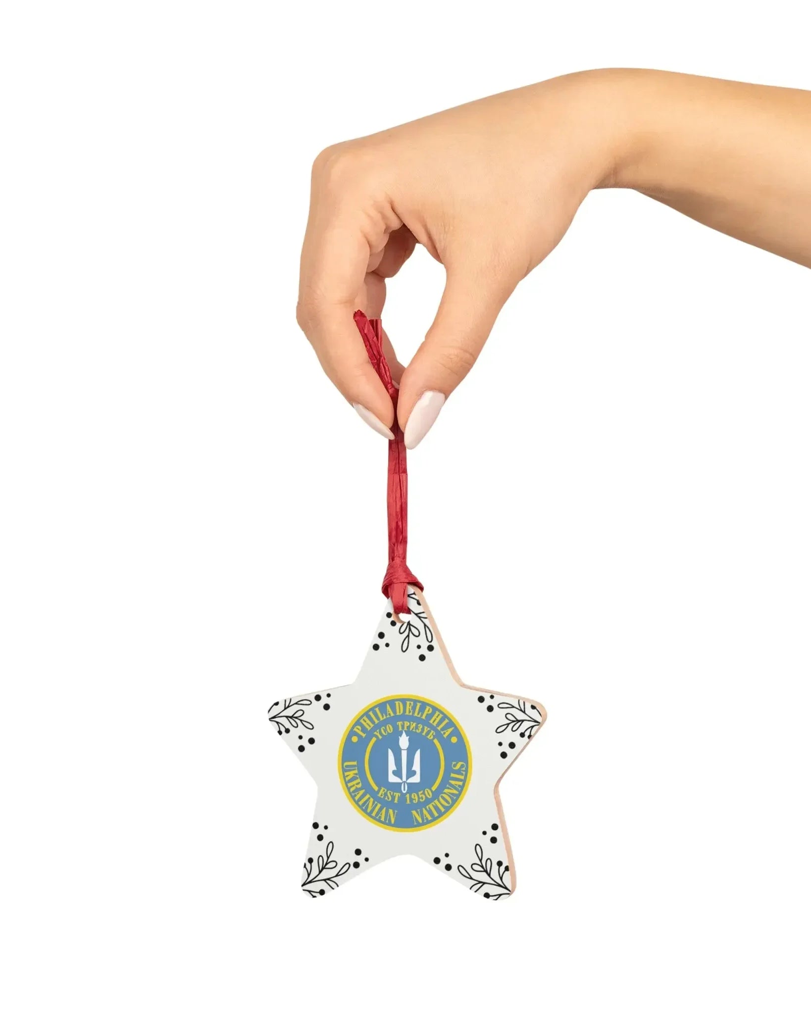 Philadelphia Ukrainian Nationals Wood Christmas Ornaments - Star Holiday Ornaments