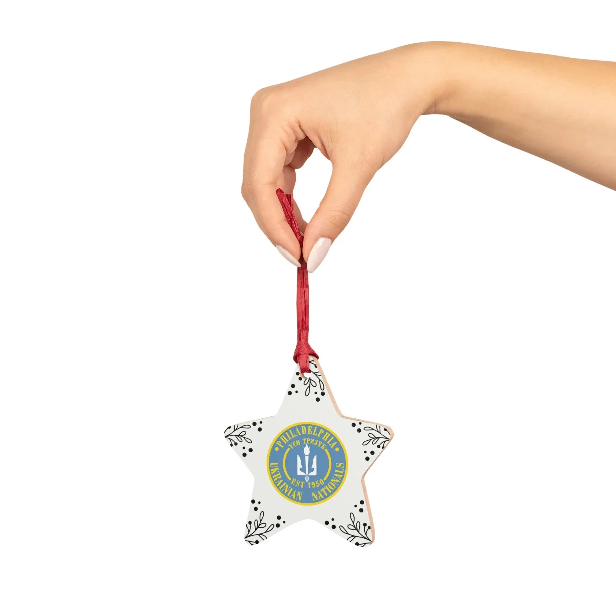 Philadelphia Ukrainian Nationals Wood Christmas Ornaments - Star Holiday Ornaments