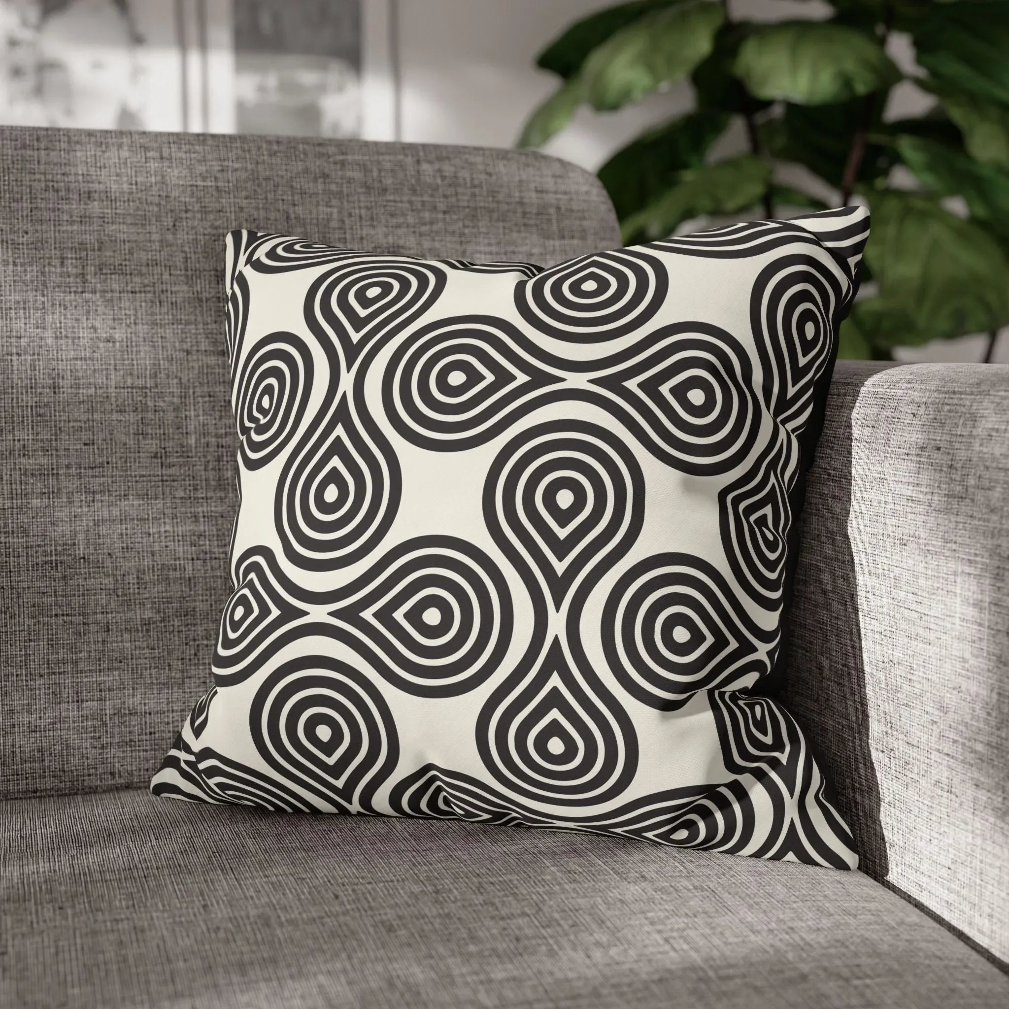 Black and White Swirl Throw Pillow Cover 18" Throw Pillows