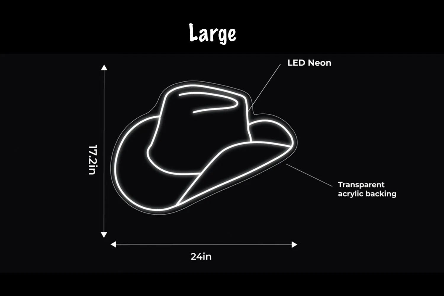 Cowboy Hat LED Neon Sign w/ Dimmer Neon Signs