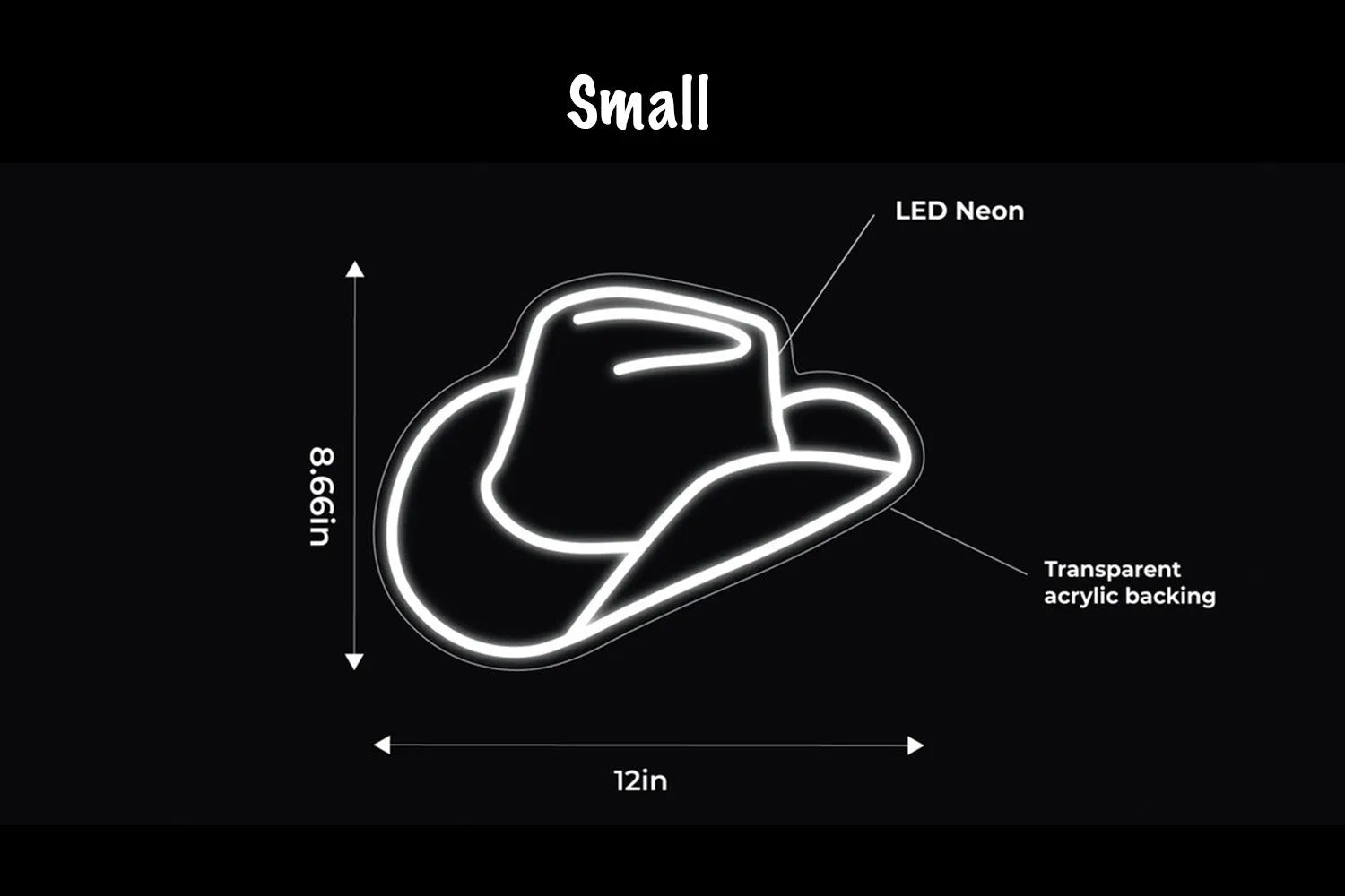 Cowboy Hat LED Neon Sign w/ Dimmer Neon Signs