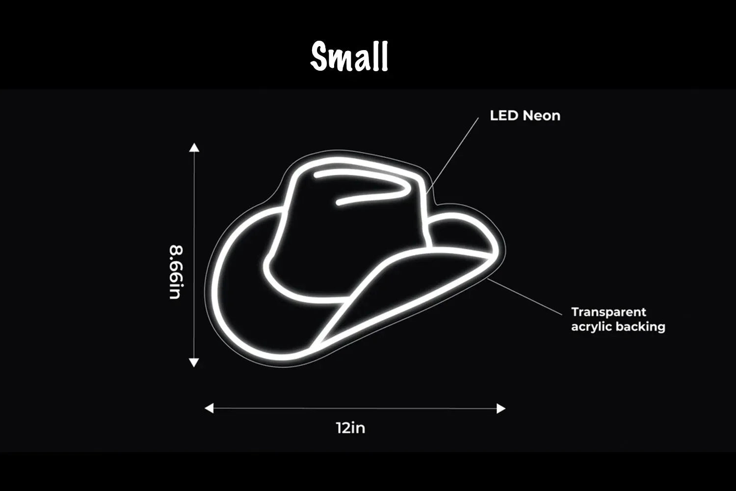 Cowboy Hat LED Neon Sign w/ Dimmer Neon Signs