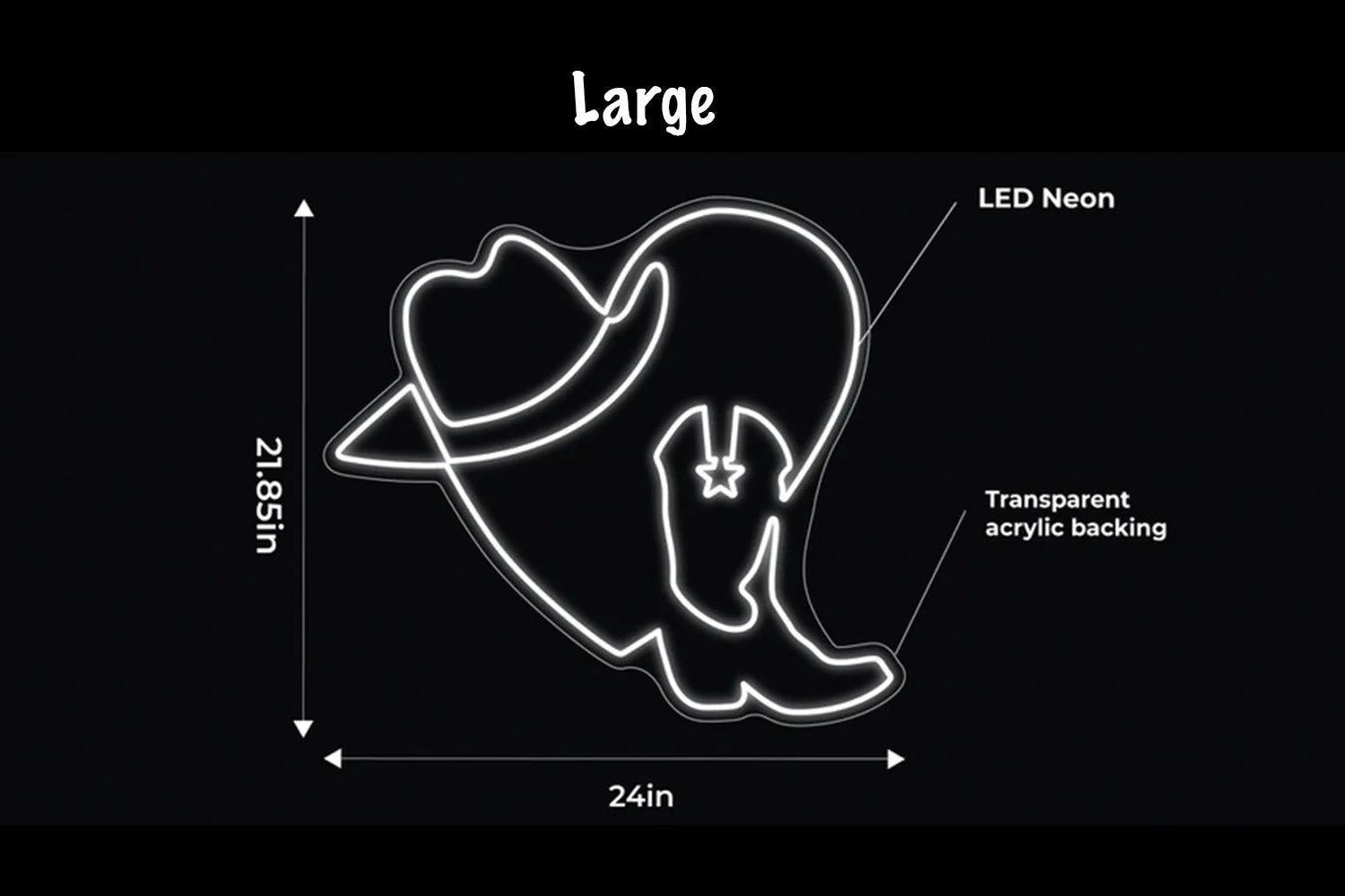 Heart Cowgirl Boot LED Neon Sign w/ Dimmer Neon Signs