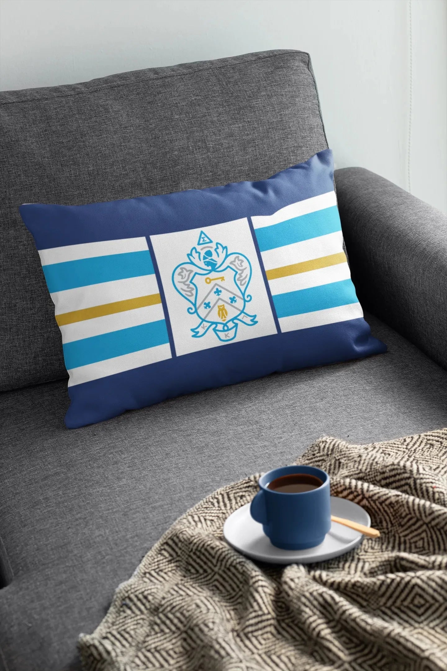 Kappa Lumbar Pillow Cover - Striped Coat of Arms Pillow Covers