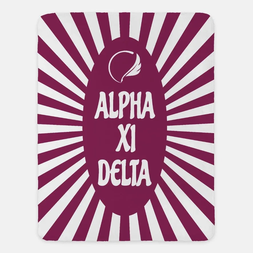 Alpha Xi Delta XL 60x80 Sherpa Throw Blanket - Starburst | AXiD Gifts