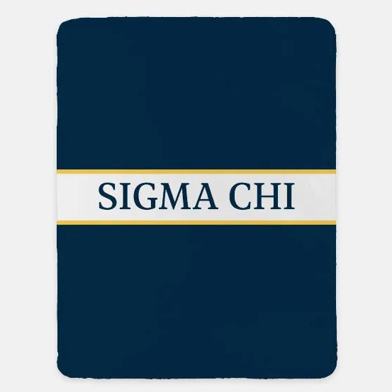 Sigma Chi XL 60x80 Blanket - Traditional Center Band Deep Blue Gold Throw Blankets