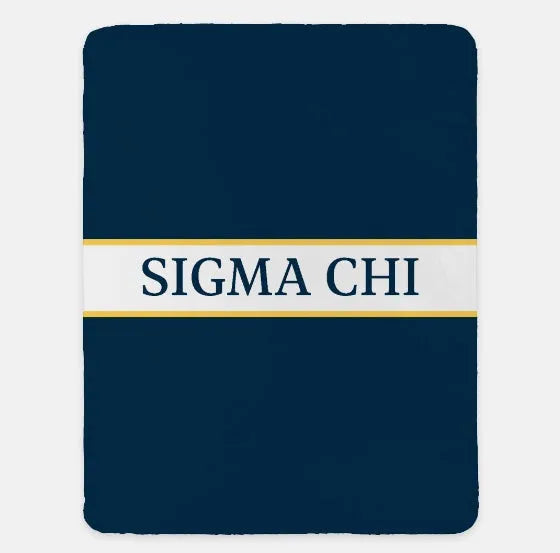 Sigma Chi XL 60x80 Blanket - Traditional Center Band Deep Blue Gold Throw Blankets