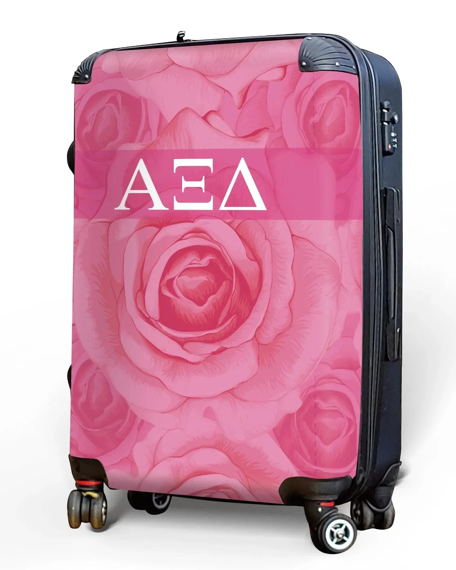 Alpha Xi Delta Carry-on Suitcase - Pink Rose Pattern Suitcases