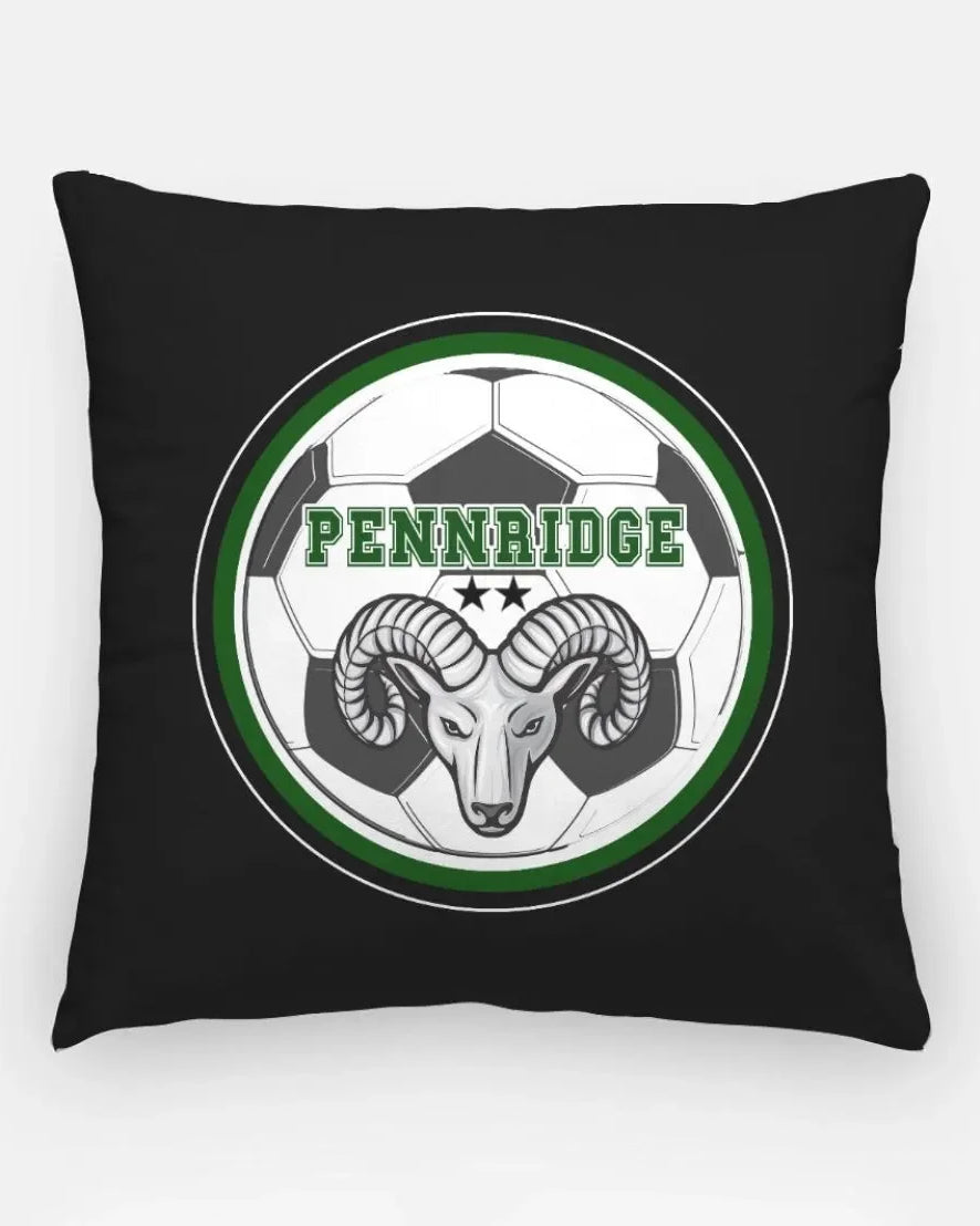 Pennridge Women's Soccer 18" Throw Pillow Cover - Ram Soccer Ball Black Pillow Covers