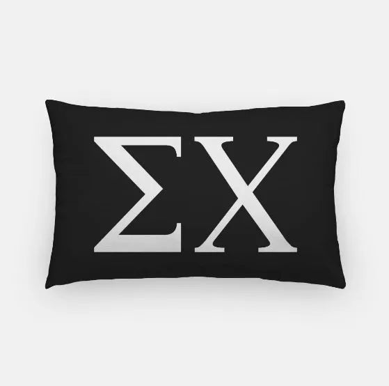 Sigma Chi Lumbar Pillow Cover - Greek Letters Black White Pillow Covers