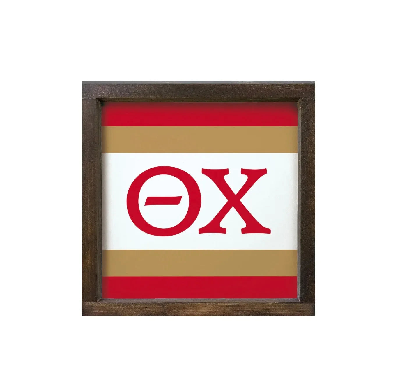 Theta Chi 12x12 Wood Framed Sign - Stripes Walnut Stain Wall Art & Signs