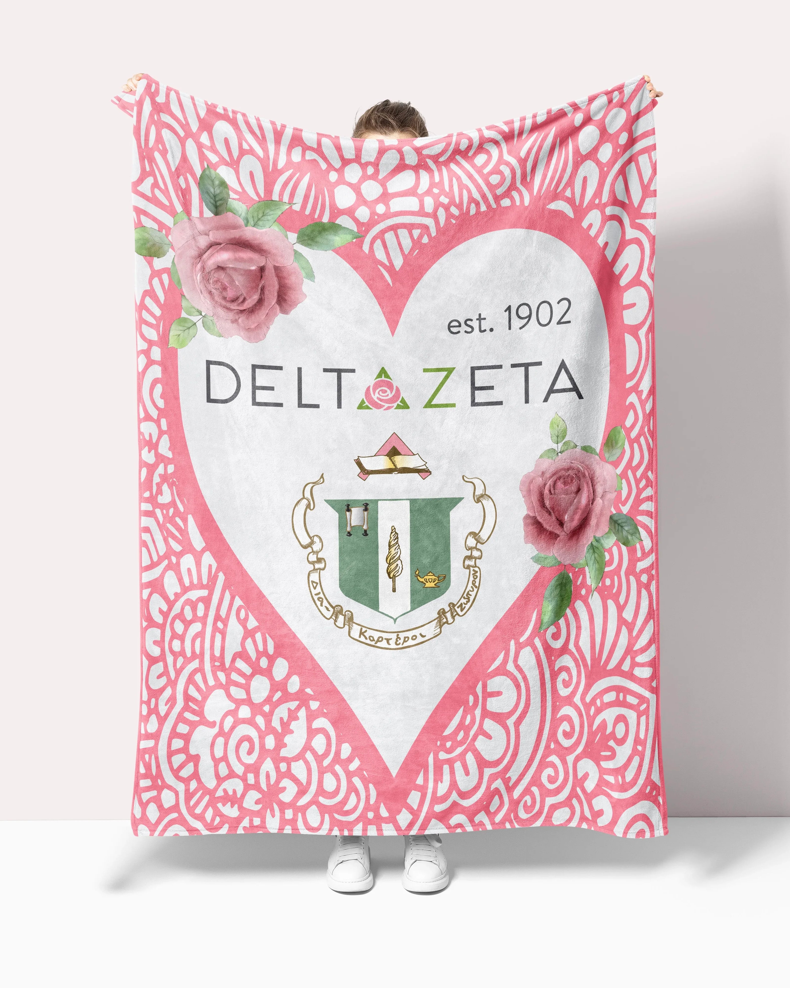 Delta Zeta Blanket XL 60x80 Pink Mandala Heart | DZ Gifts & Decor