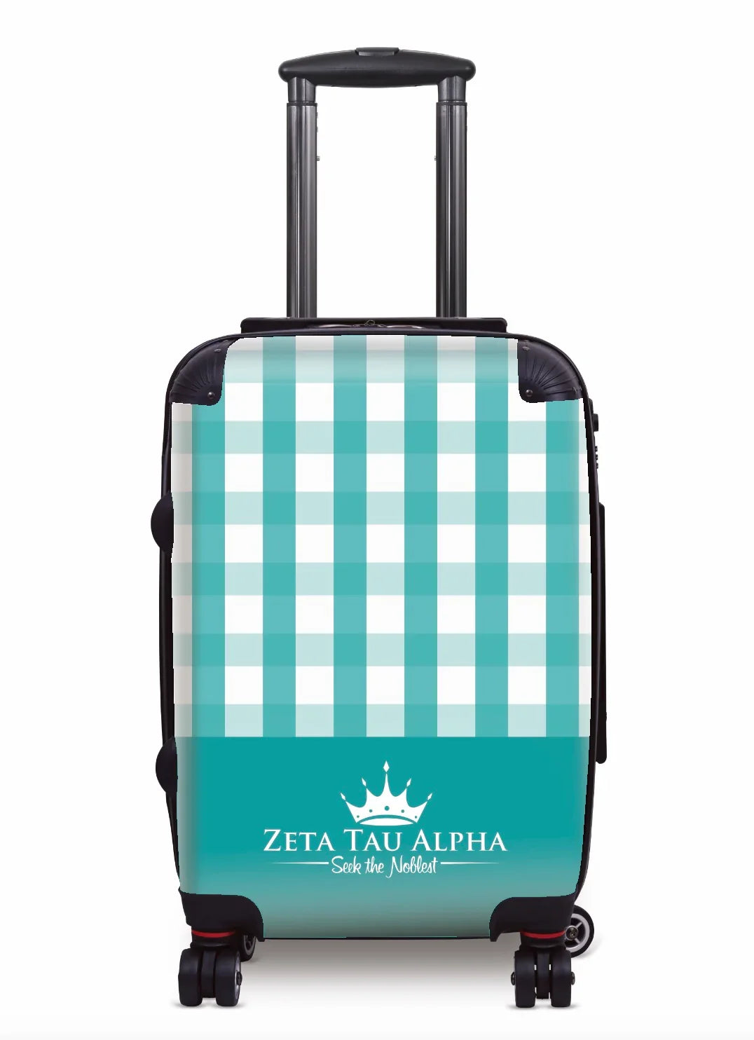 Zeta Tau Alpha Carry-on Luggage - Gingham Turquoise Suitcases