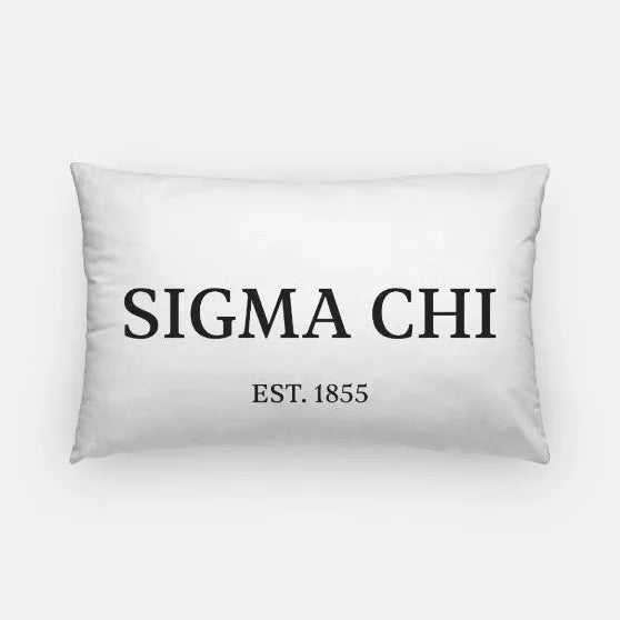 Sigma Chi Lumbar Pillow Cover - 1855 White Black Pillow Covers