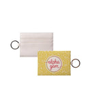 Alpha Gam Vegan Saffiano Leather Keychain Card Holder -Floral Travel Wallet