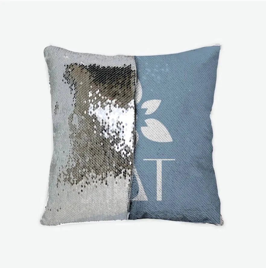 Sigma Delta Tau Sequin Pillow Cover - Droplet Tea Rose Droplet Blue Pillow Covers