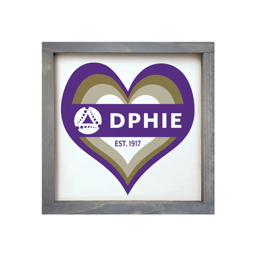 Delta Phi Epsilon 12x12 Wood Framed Sign - Heart Weathered Gray Wall Art & Signs