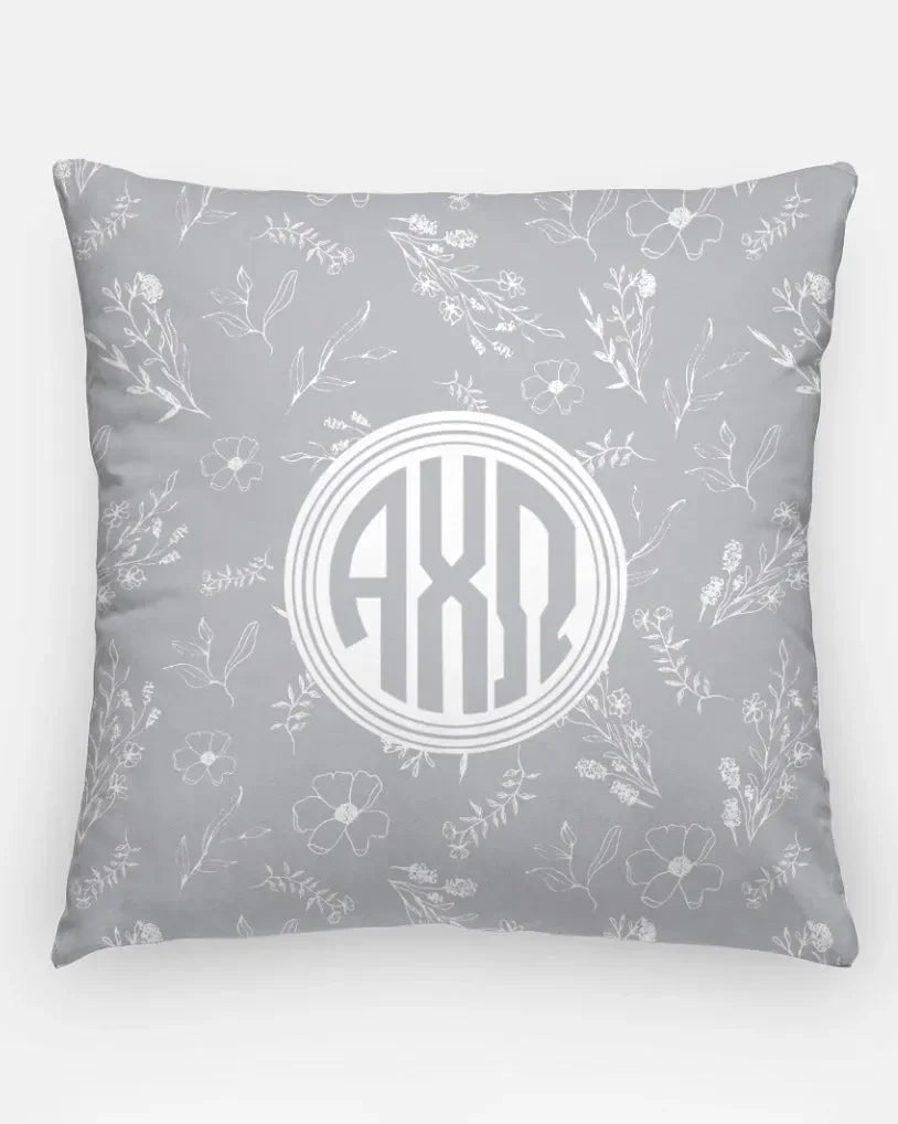 Alpha Chi 18" Throw Pillow Cover - Vintage Floral Monogram Chord Pillow Covers