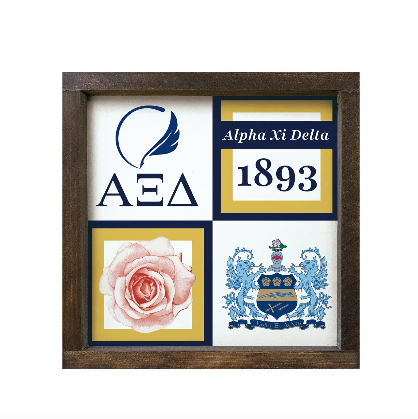 Alpha Xi Delta Sign Classic Colorblock - 12"x12" | AXiD Gift Shop