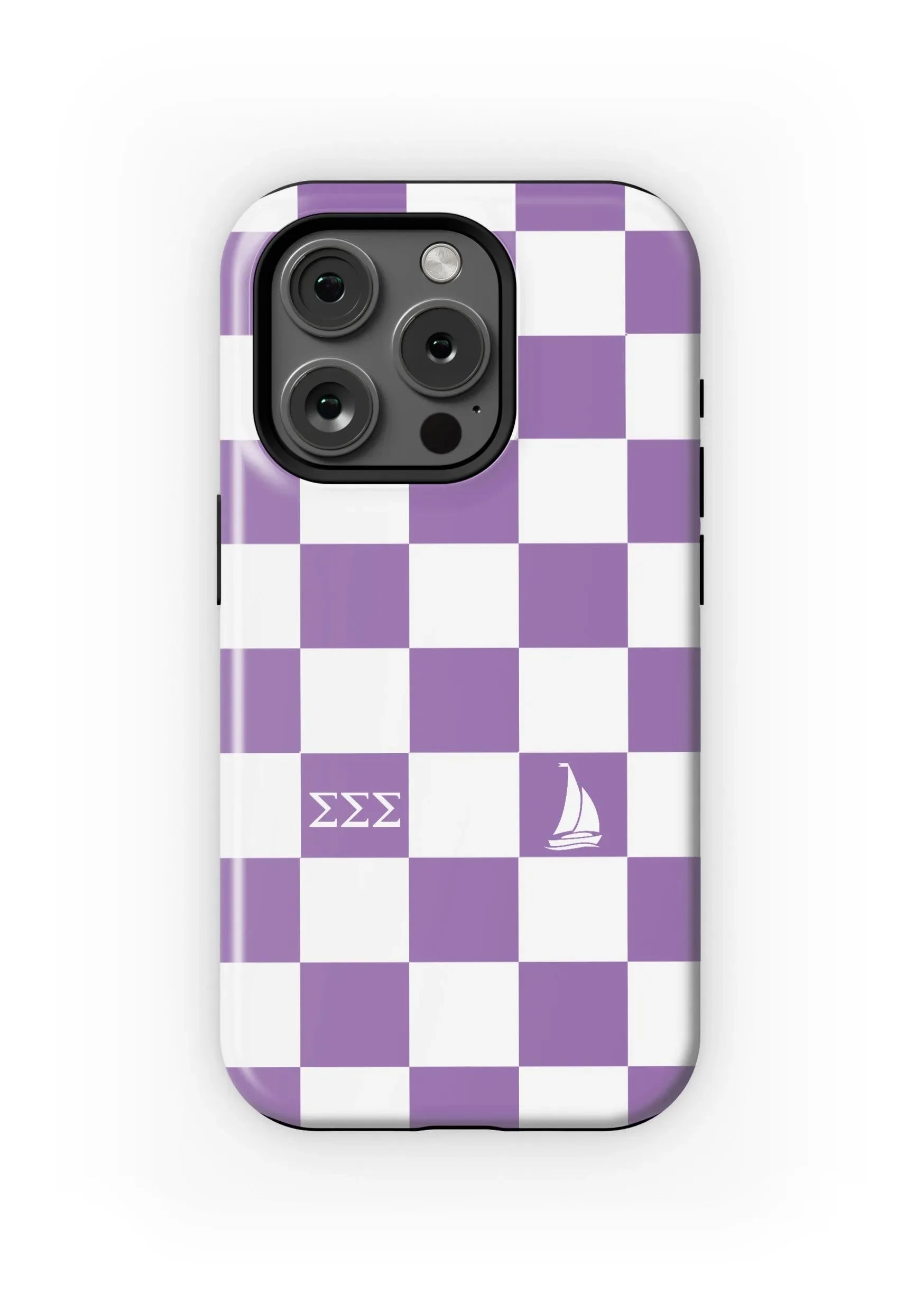Tri Sigma iPhone 16, 15, 14 Mobile Phone Case Violet Check Matte Mobile Phone Cases