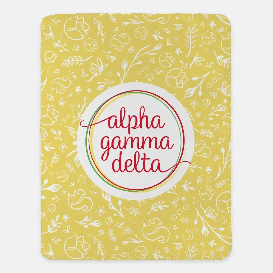 Alpha Gamma Delta XL 60x80 Sherpa Throw Blanket - Combo Pattern Buff Throw Blankets