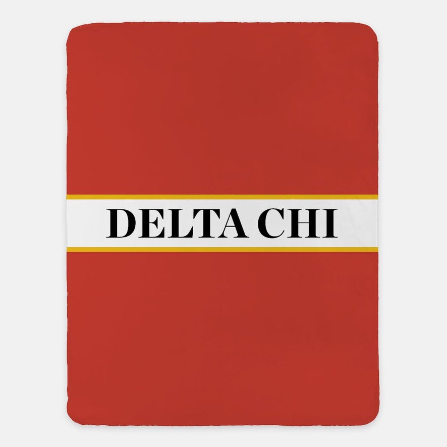 Delta Chi XL 60x80 Sherpa Throw Blanket - Center Band