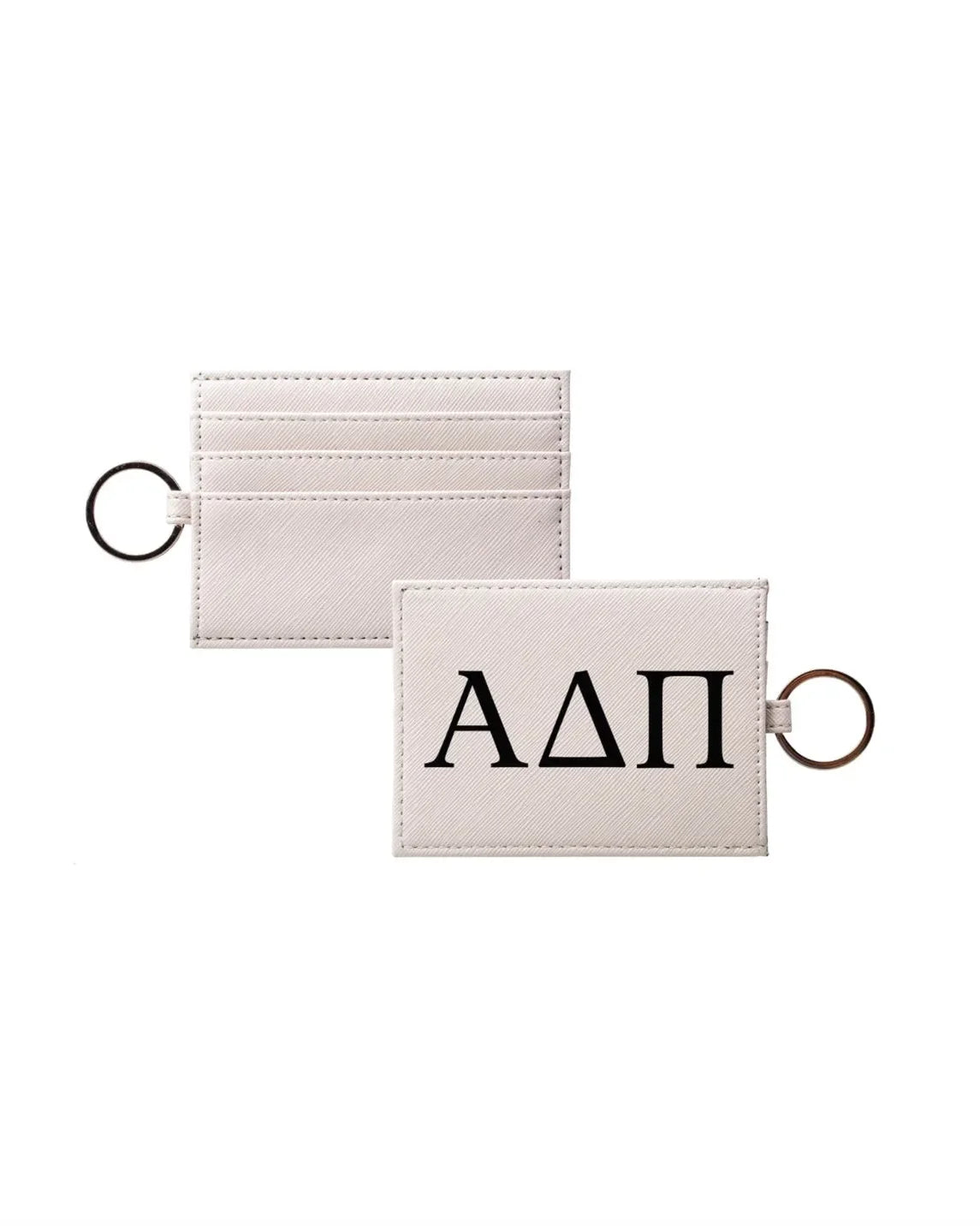 Alpha Delta Pi Vegan Saffiano Leather Keychain Card Holder Travel Wallet