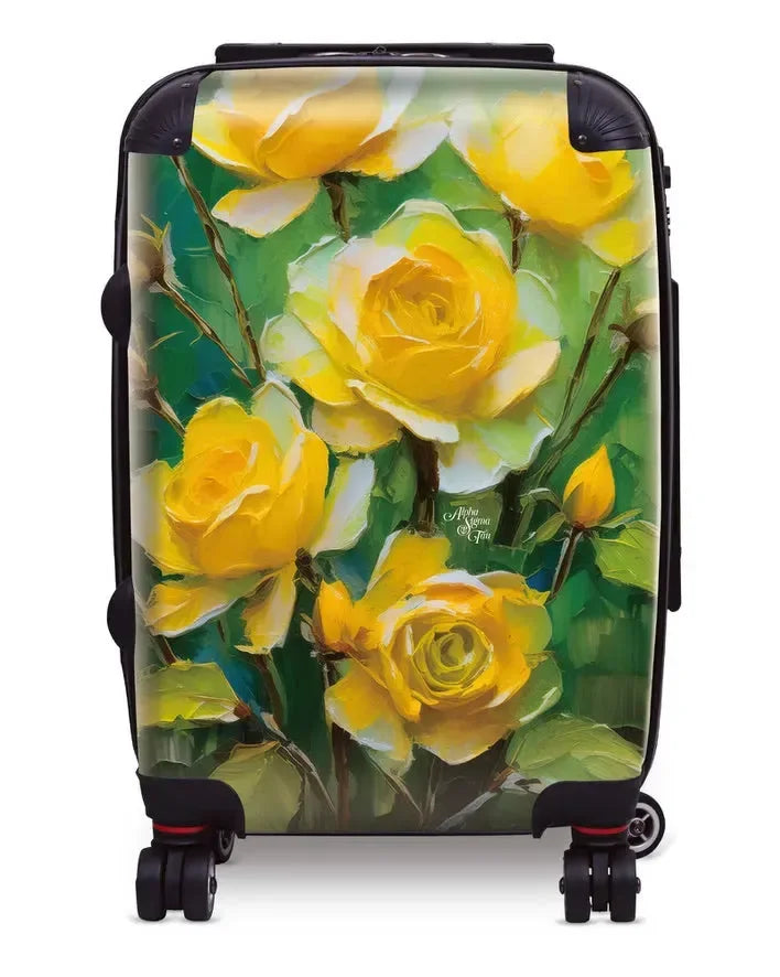 Alpha Sigma Tau Carry-on Suitcase - Bold Yellow Roses Suitcases