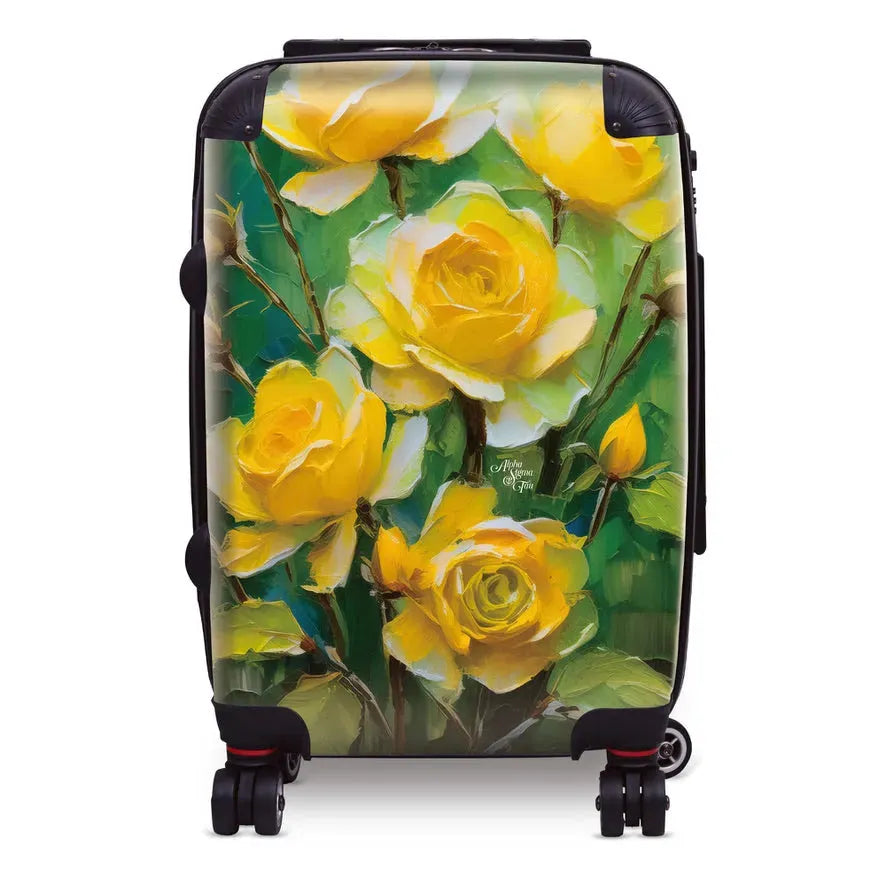 Alpha Sigma Tau Carry-on Suitcase - Bold Yellow Roses Suitcases