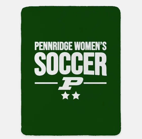 Pennridge Women's Soccer XL 60x80 Sherpa Blanket Green Throw Blankets