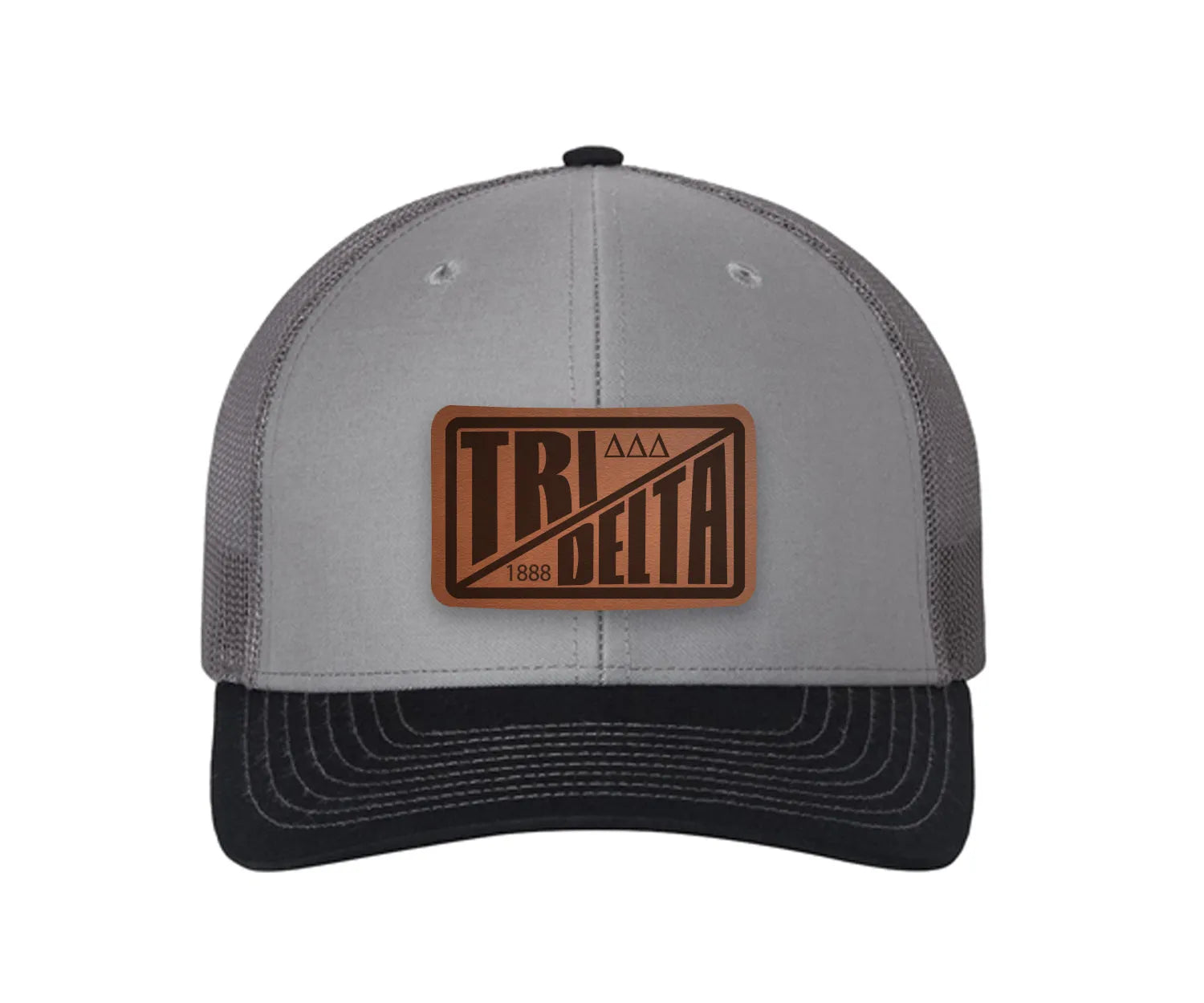 Tri Delta Richardson 112 Leatherette Patch Trucker Hat - Divide Gray Charcoal Navy Trucker Hat