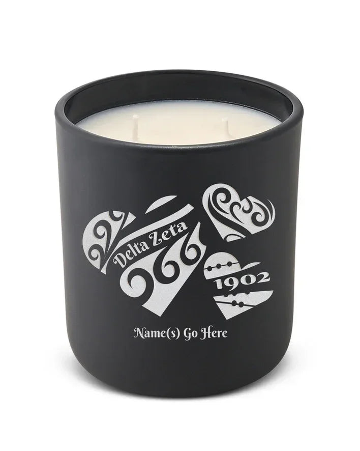 Personalized Delta Zeta Laser Etched Glow Candle 12 oz. - Hearts | DZ