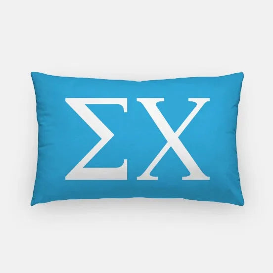 Sigma Chi Lumbar Pillow Cover - Greek Letters Blue White Pillow Covers