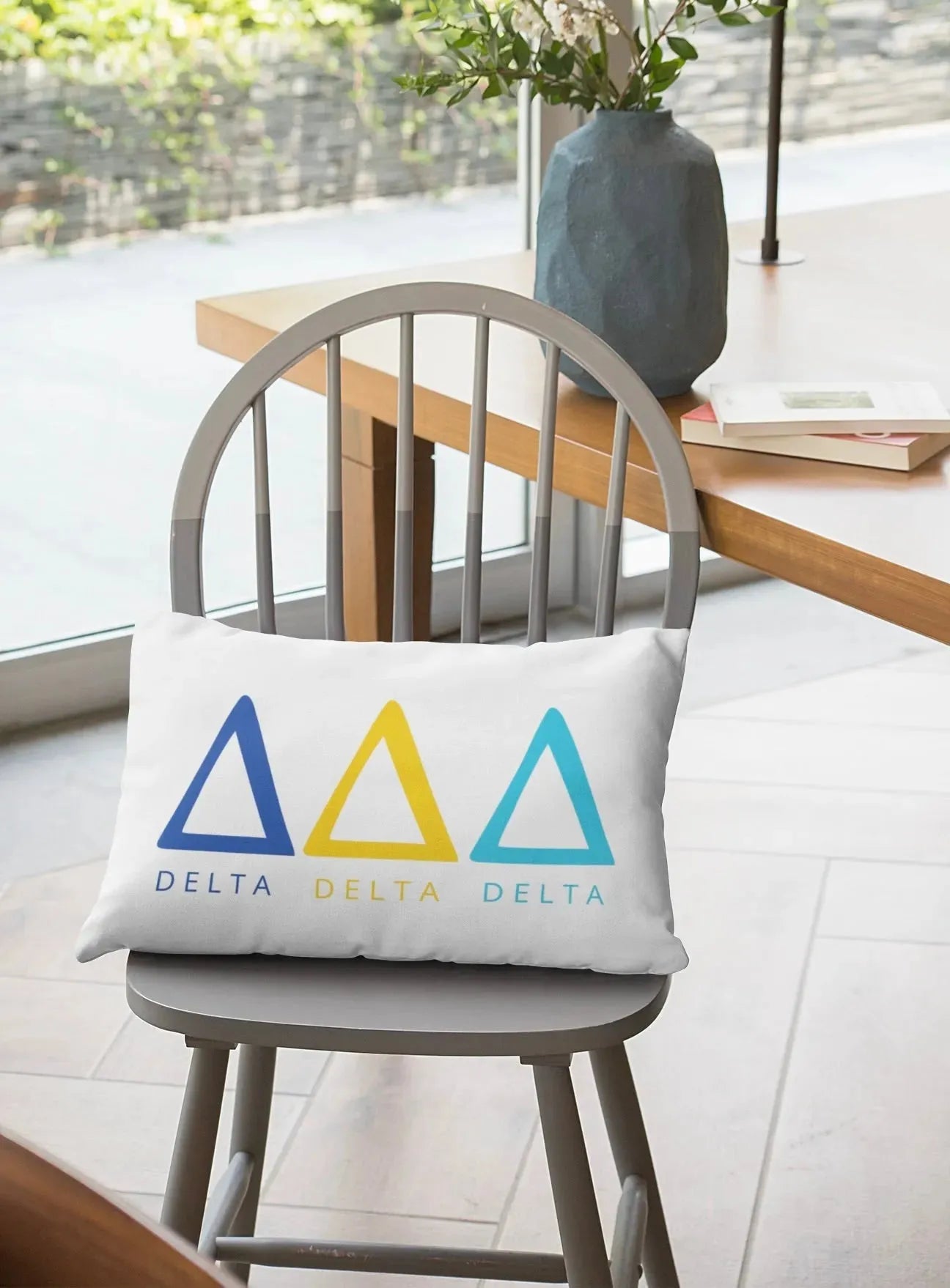 Tri Delta Lumbar Throw Pillow Cover - Greek Letters Pillow Covers