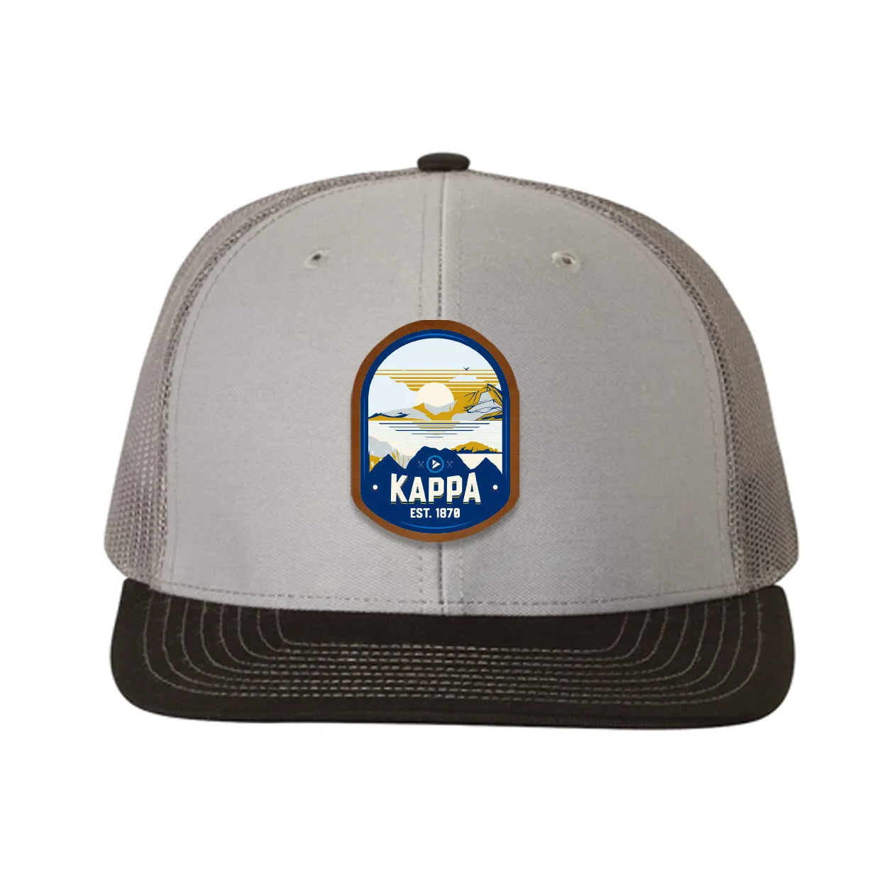 Kappa Kappa Gamma Richardson 112 UV Print Leatherette Patch Trucker Hat - Ventura Gray Charcoal Black Trucker Hat