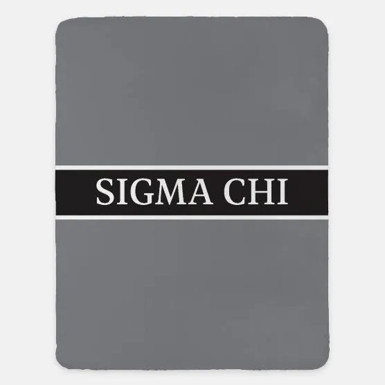 Sigma Chi XL 60x80 Blanket - Traditional Center Band Grey Black Throw Blankets