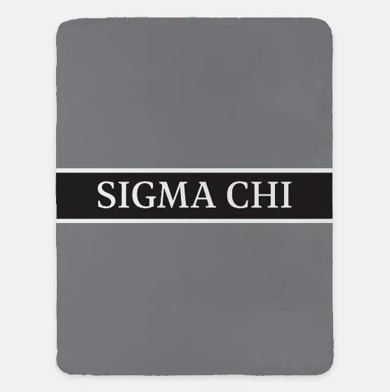 Sigma Chi XL 60x80 Blanket - Traditional Center Band Grey Black Throw Blankets