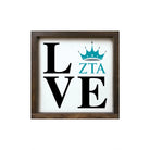 Zeta Tau Alpha "LOVE" Framed Sign - 12"x12" Walnut Stain Wall Art & Signs