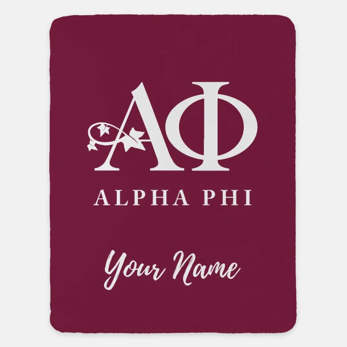 Personalized Alpha Phi XL 60x80 Sherpa Blanket Bordeaux Throw Blankets
