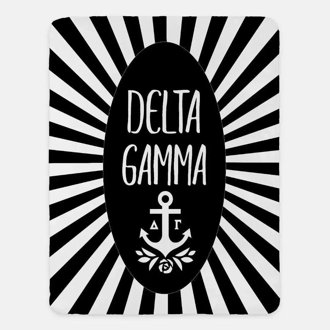 Delta Gamma XL 60x80 Starburst Sherpa Blanket Black Throw Blankets