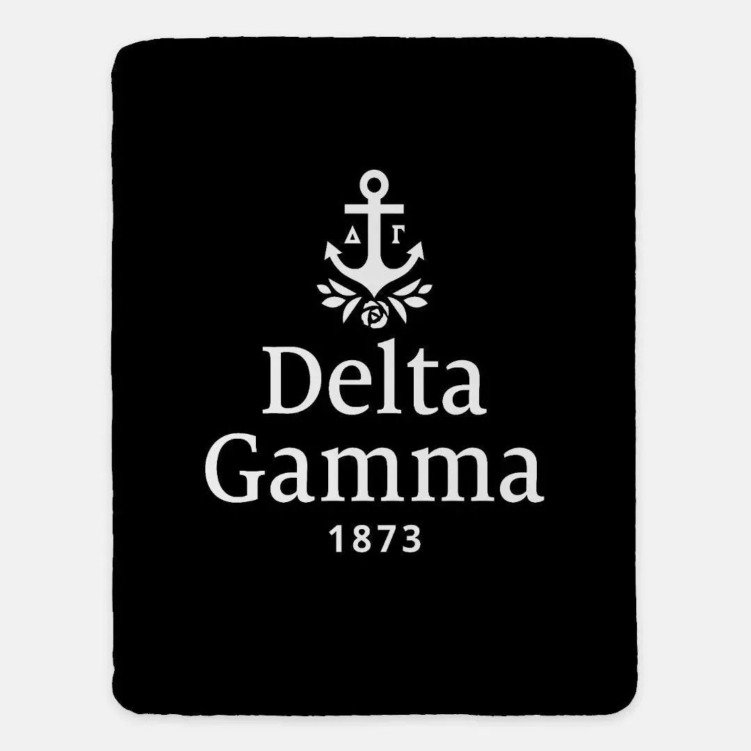 Delta Gamma XL 60x80 Traditional Sherpa Throw Blanket Black Throw Blankets