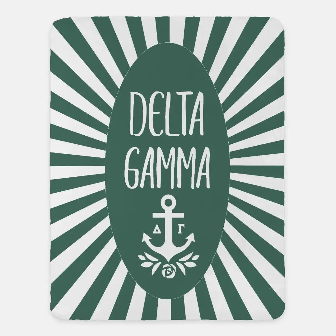 Delta Gamma XL 60x80 Starburst Sherpa Blanket Green Throw Blankets