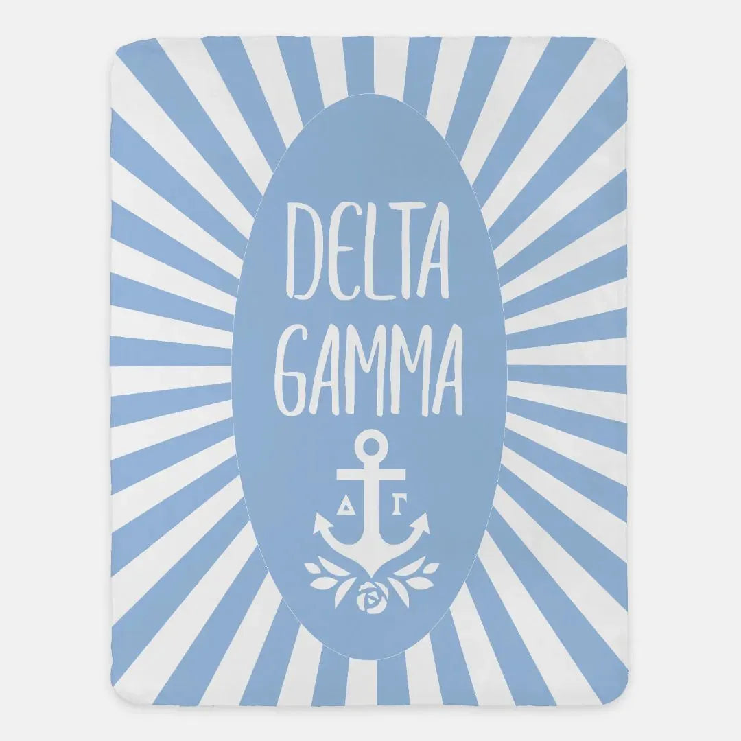 Delta Gamma XL 60x80 Starburst Sherpa Blanket Light Blue Throw Blankets