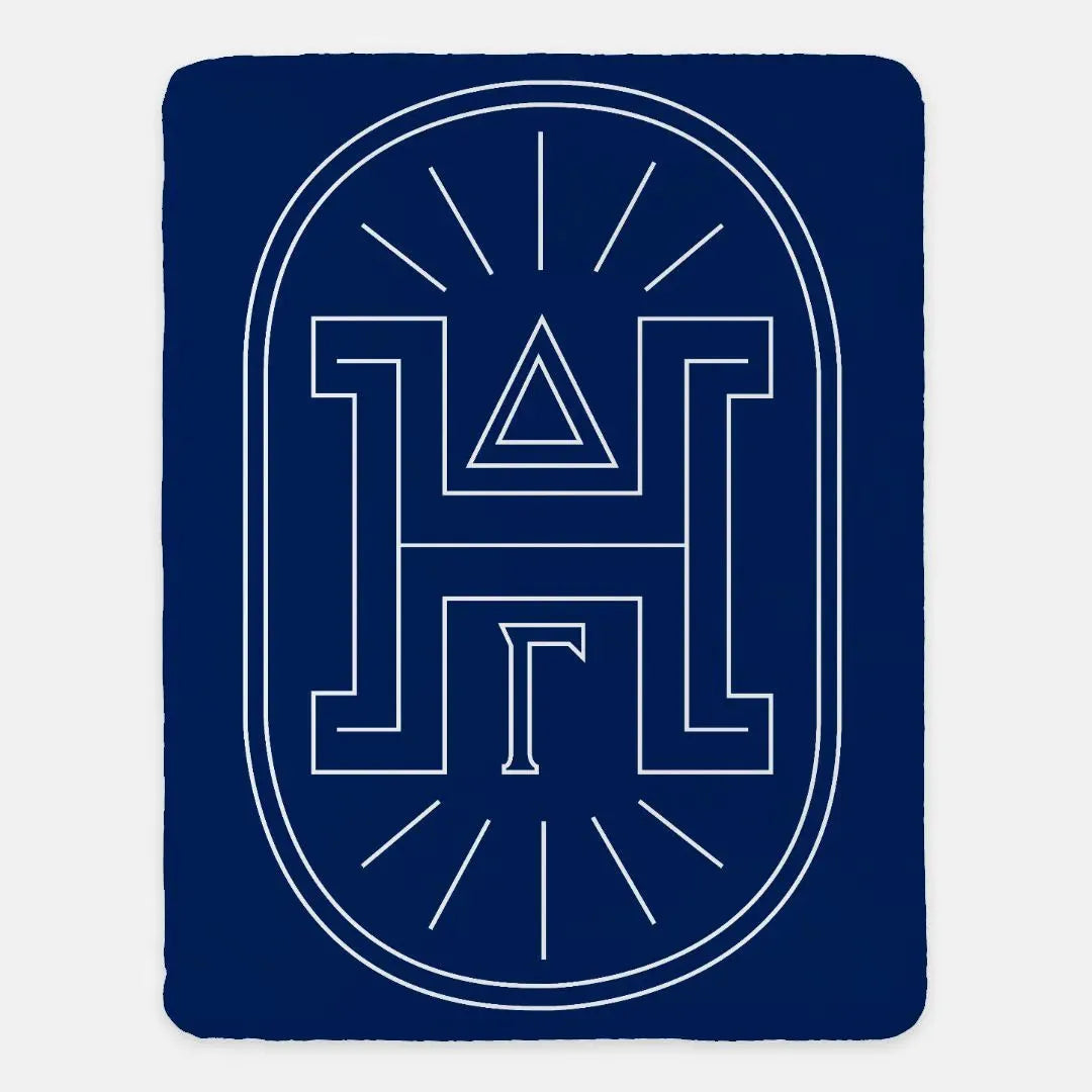 Delta Gamma XL 60x80 Sherpa Throw Blanket - Traditional Badge Navy Throw Blankets