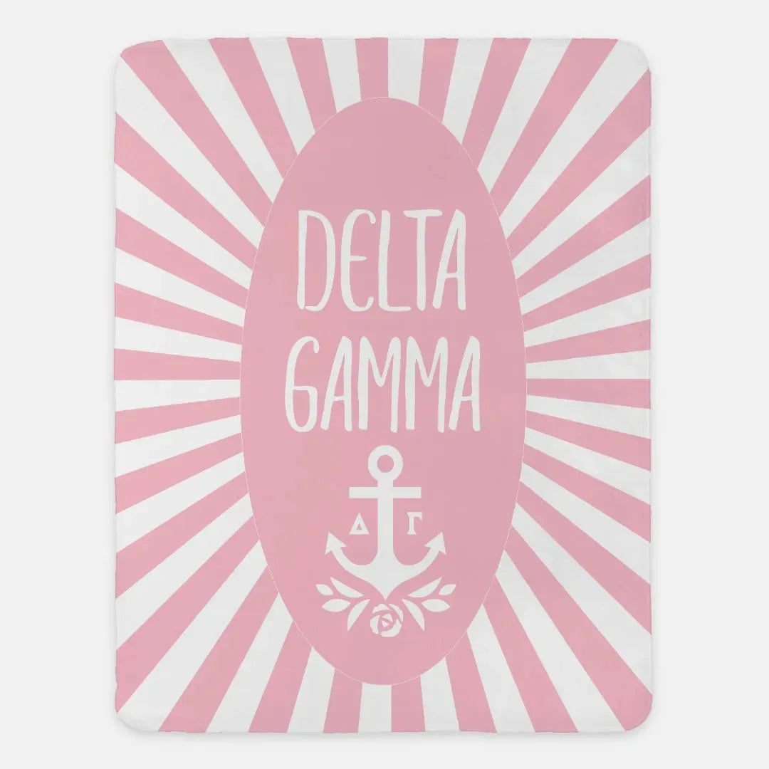 Delta Gamma XL 60x80 Starburst Sherpa Blanket Pink Throw Blankets