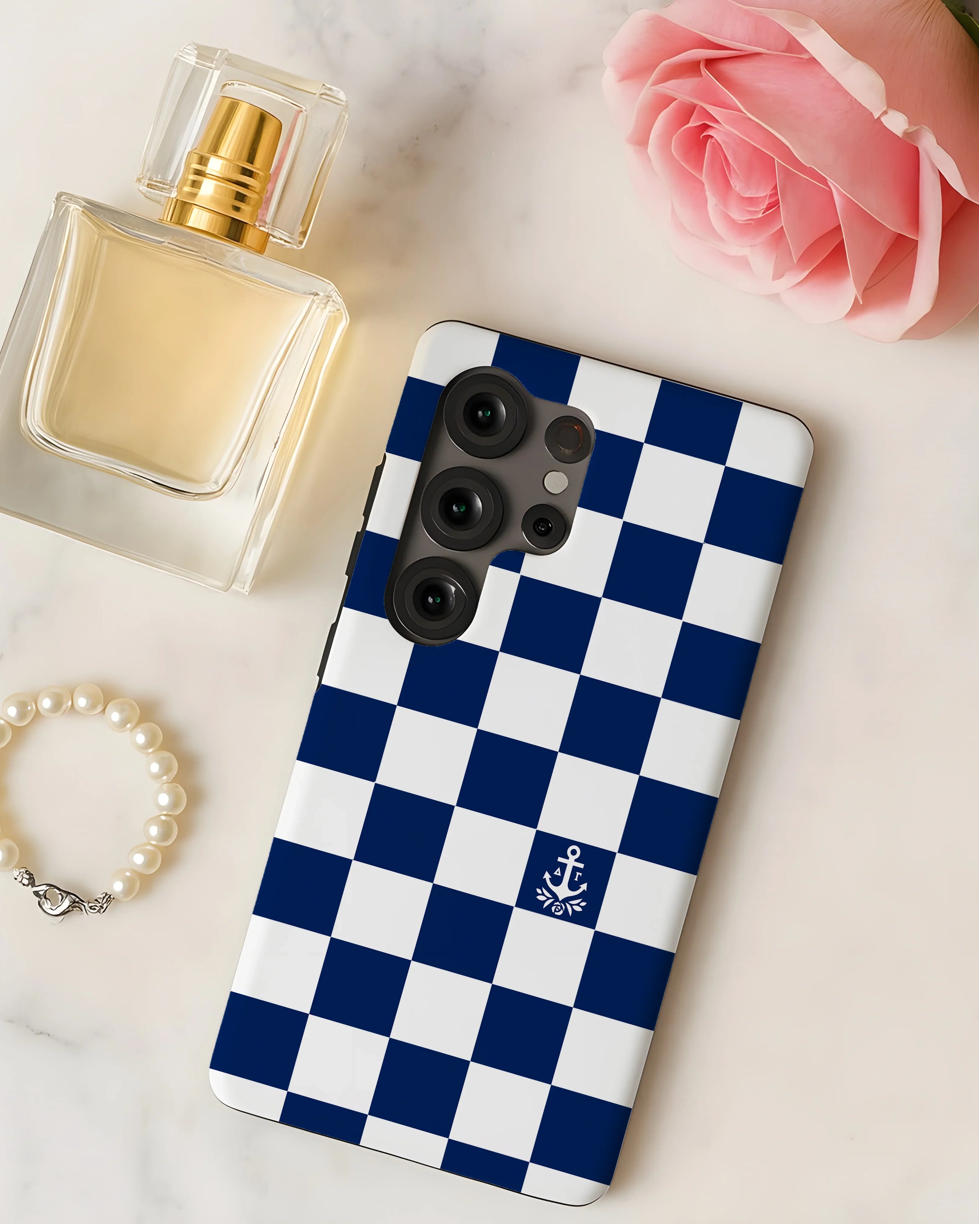 Delta Gamma Samsung Galaxy Mobile Phone Case - Navy Check