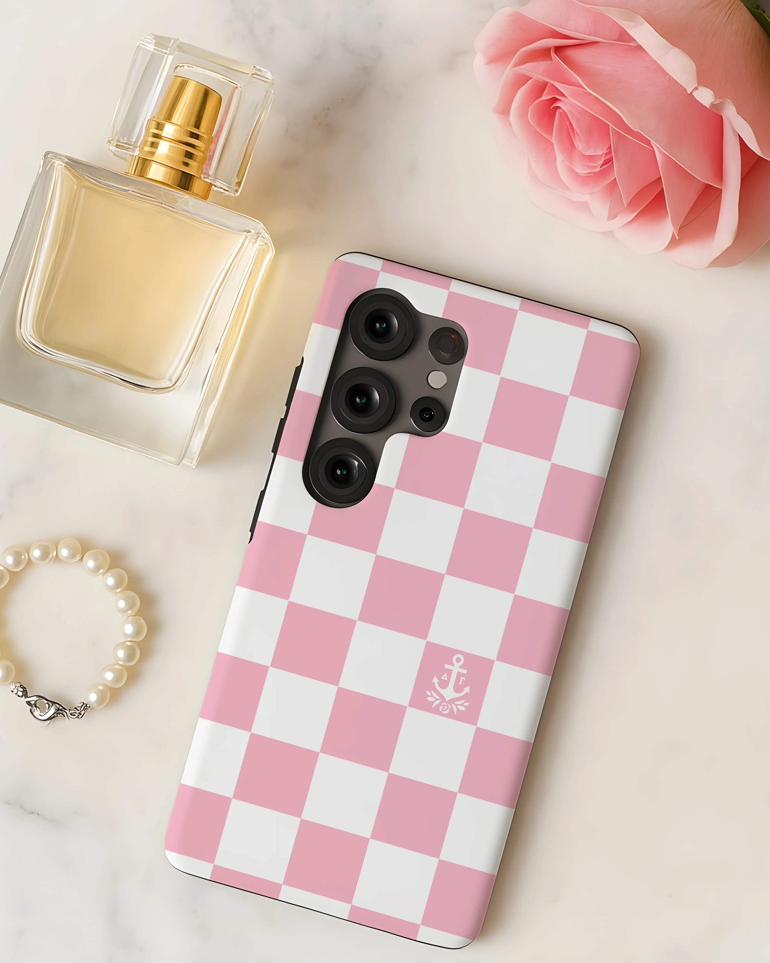 Delta Gamma Samsung Galaxy Mobile Phone Case - Pink Check